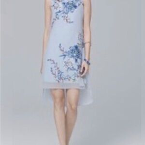 White House Black Market Blue Floral High Low Dress